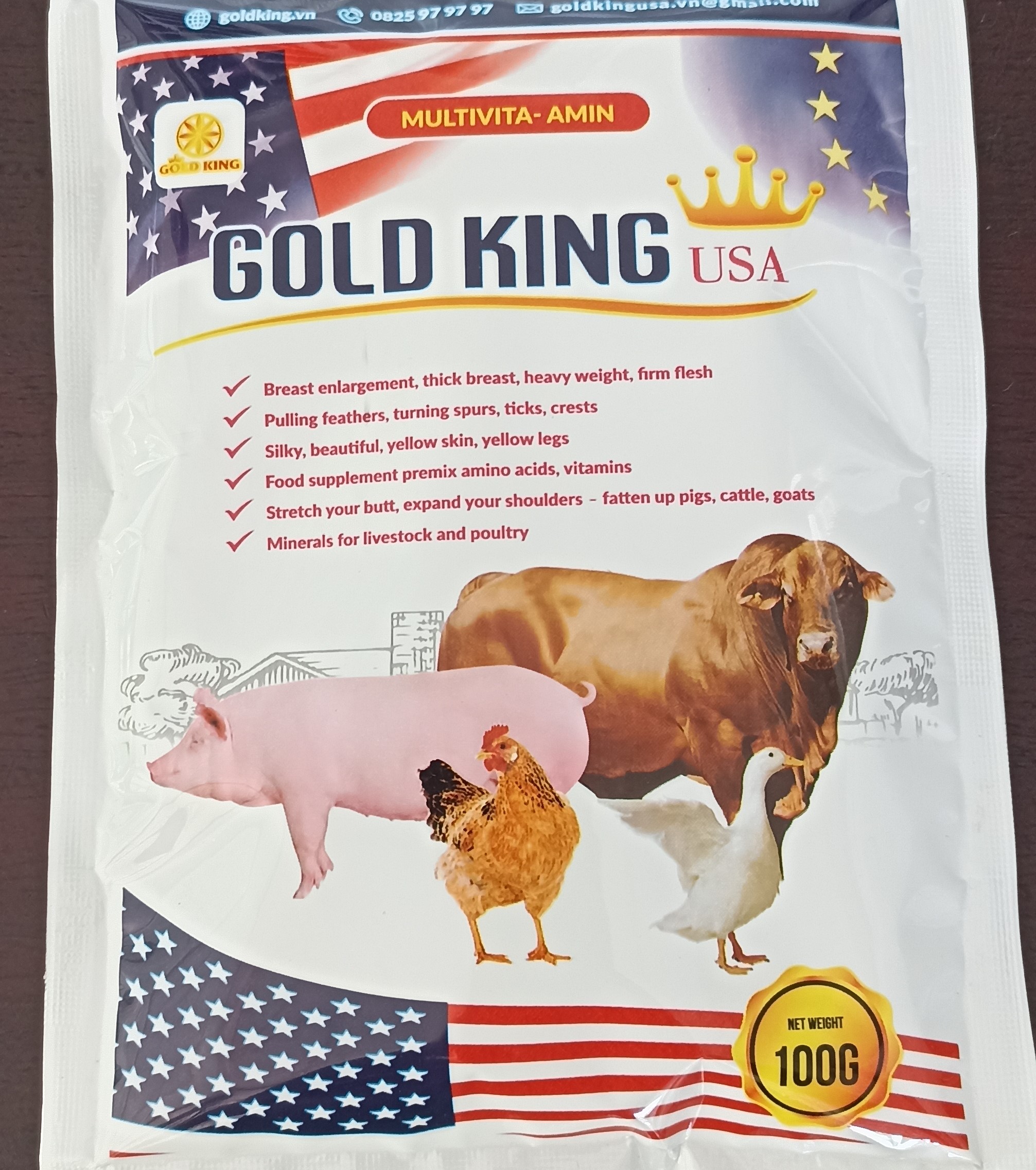 Gold King USA siêu tăng trọng cho vật nuôi gói 100g