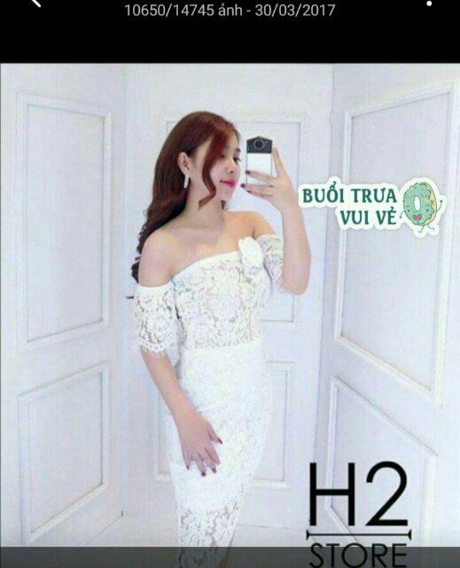 Sét cúp ren váy ôm kèm hoa