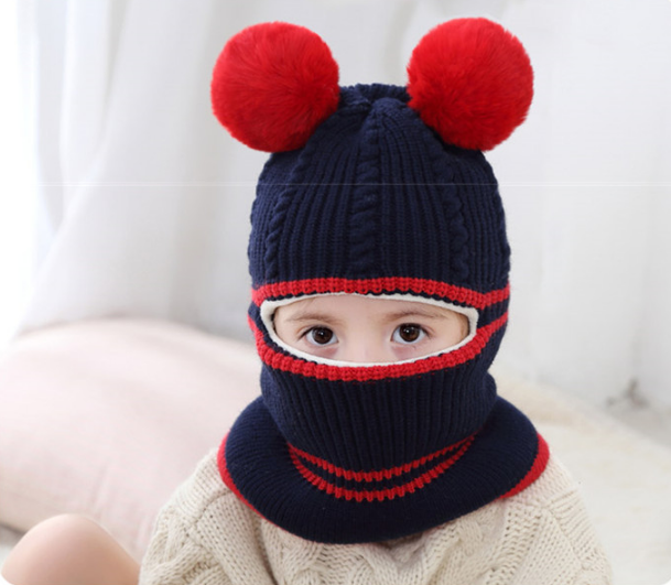 Hình ảnh Mũ len liền khăn cao cấp cho bé trai và bé gái, nón len quả bông mẫu mới