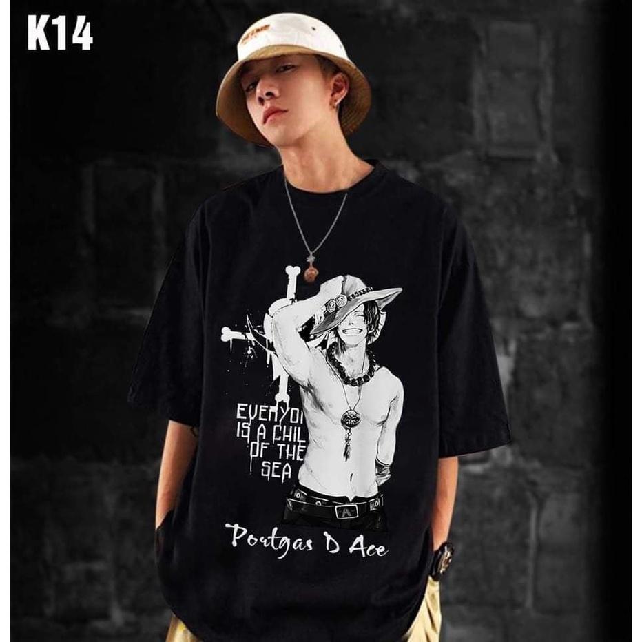 ÁO THUN NAM NỮ BIG SIZE COTTON HỎA QUYỀN ACE ĐỂ TAY LÊN ĐẦU