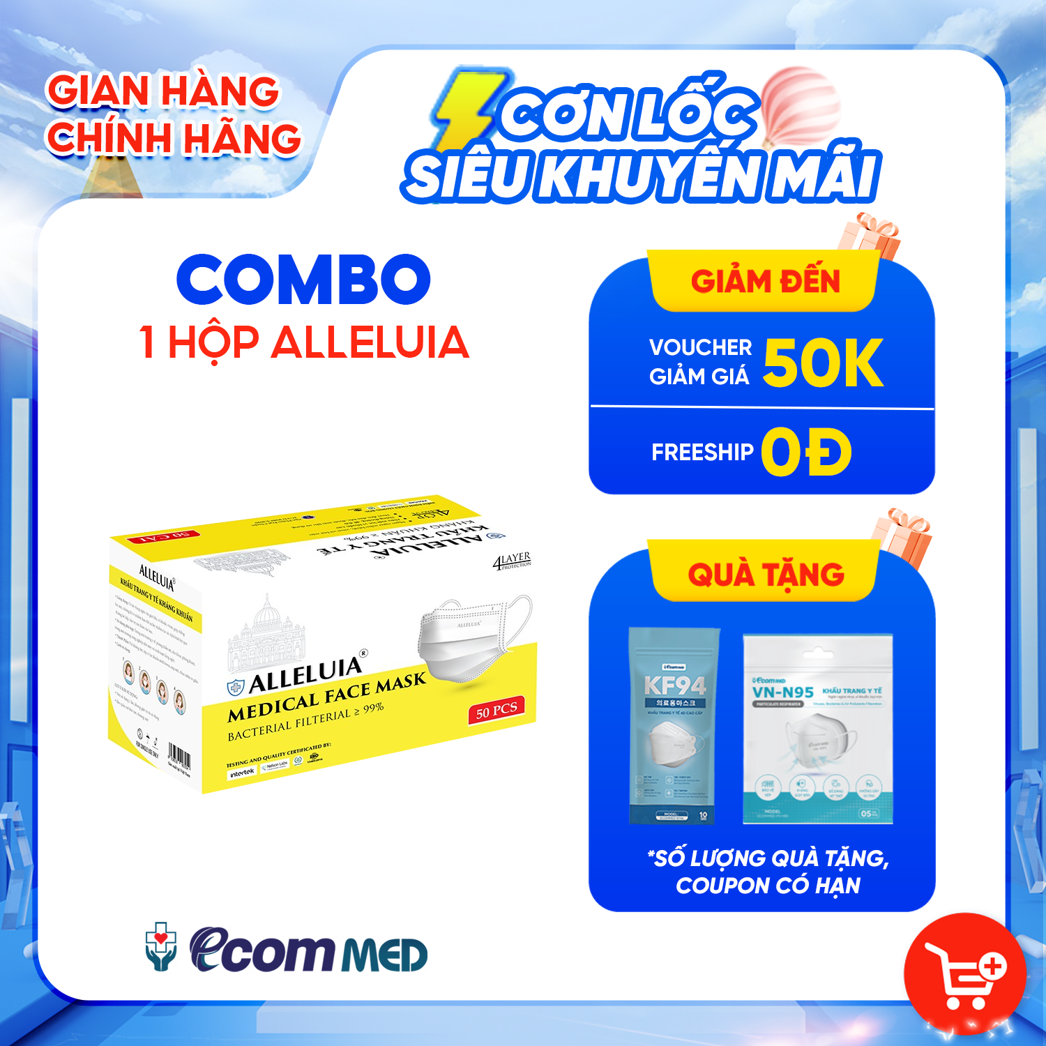 Khẩu Trang Y Tế Alleluia 4 Lớp Kháng Khuẩn 99%