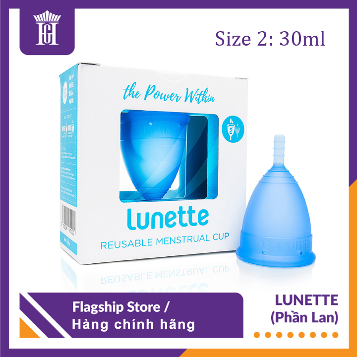 Cốc Nguyệt San Lunette Màu Xanh - Vật Liệu 100% Silicon Y Tế Đạt Chứng Nhận FDA - Nguyên Tem Niêm Phong - Sản Xuất Tại Phần Lan - Hàng Chính Hãng - Lunette Menstrual Cup Blue