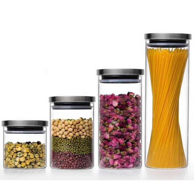 Hũ thủy tinh tròn nắp inox hít kín hơi 0.75L- 1L- 1.5L- 2L - SAPATA