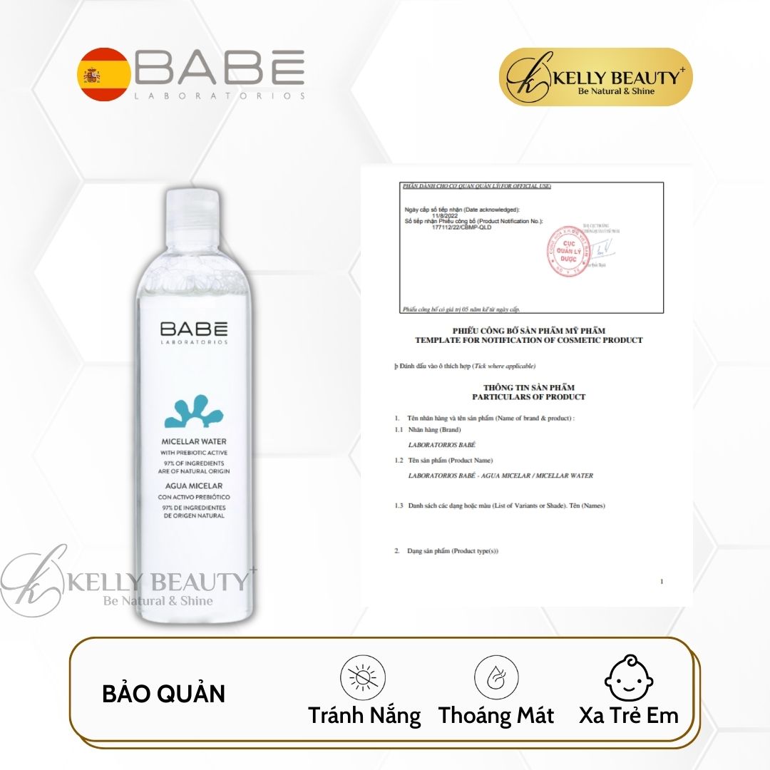 Nước Tẩy Trang Lợi Khuẩn Cho Mọi Loại Da BABE Micellar Water | Kelly Beauty