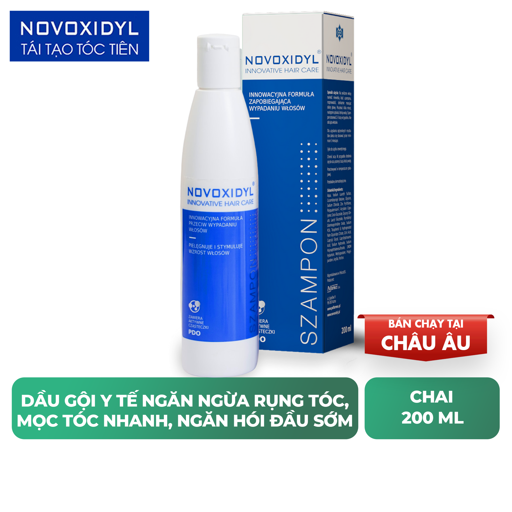 Dầu gội Y Tế Novoxidyl ngăn ngừa rụng tóc, thúc đẩy mọc tóc nhanh chai 200ml