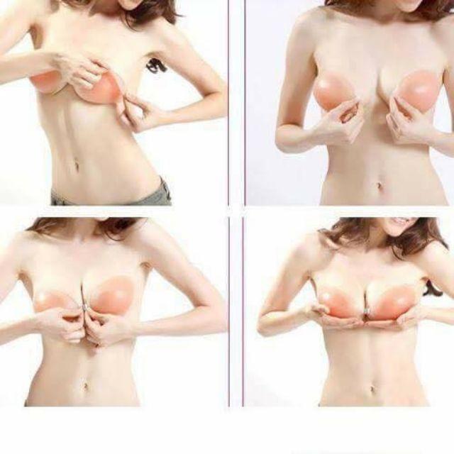 Áo bra dán ngực silicon Thái Lan loại 1 (màu hồng, dày, siêu đẩy, siêu dính,tặng kèm dây trong)