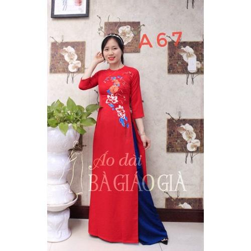 ÁO DÀI ĐỎ HOA THÊU