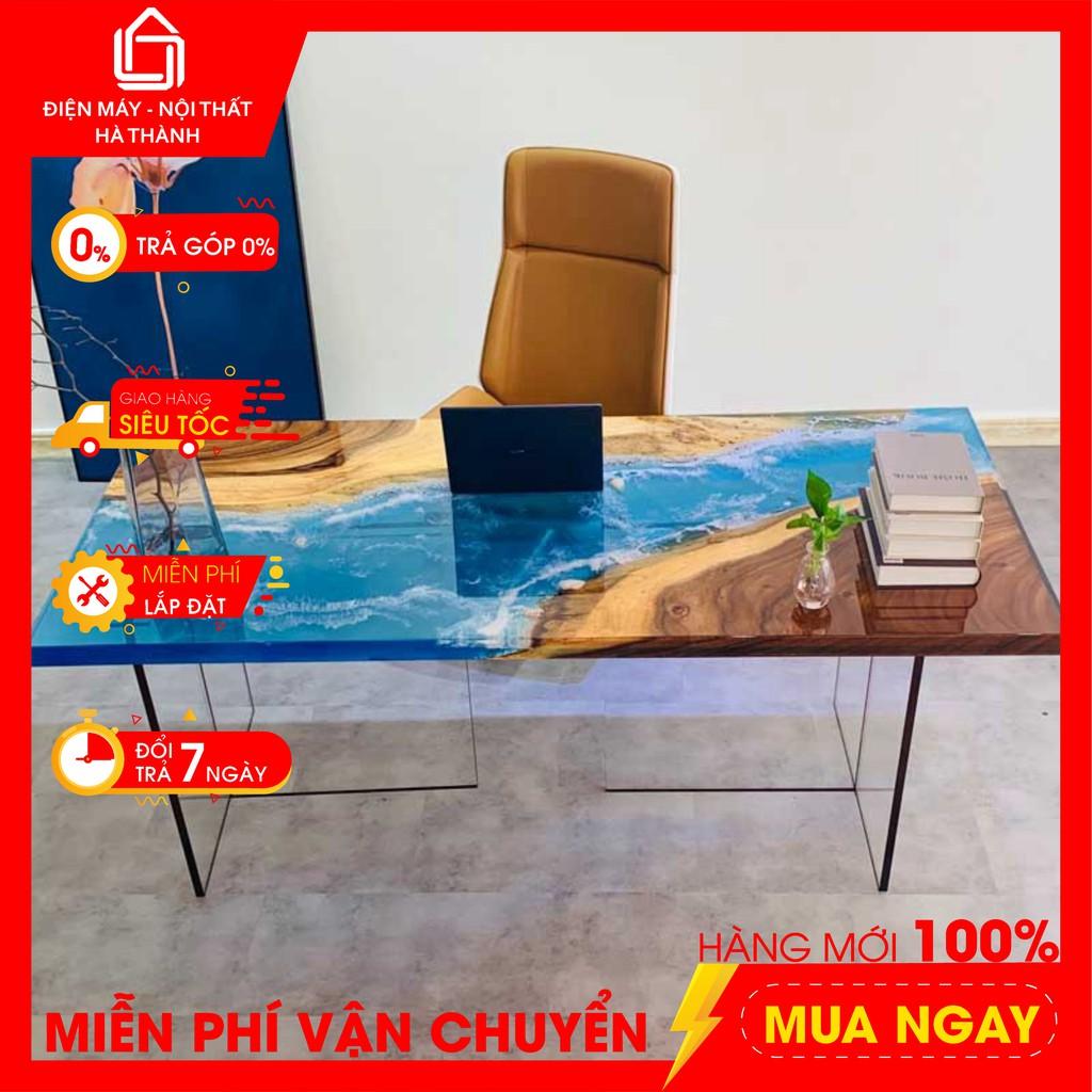 Mặt bàn Resin- Bàn chữ nhật gỗ me tây, Epoxy độc đáo