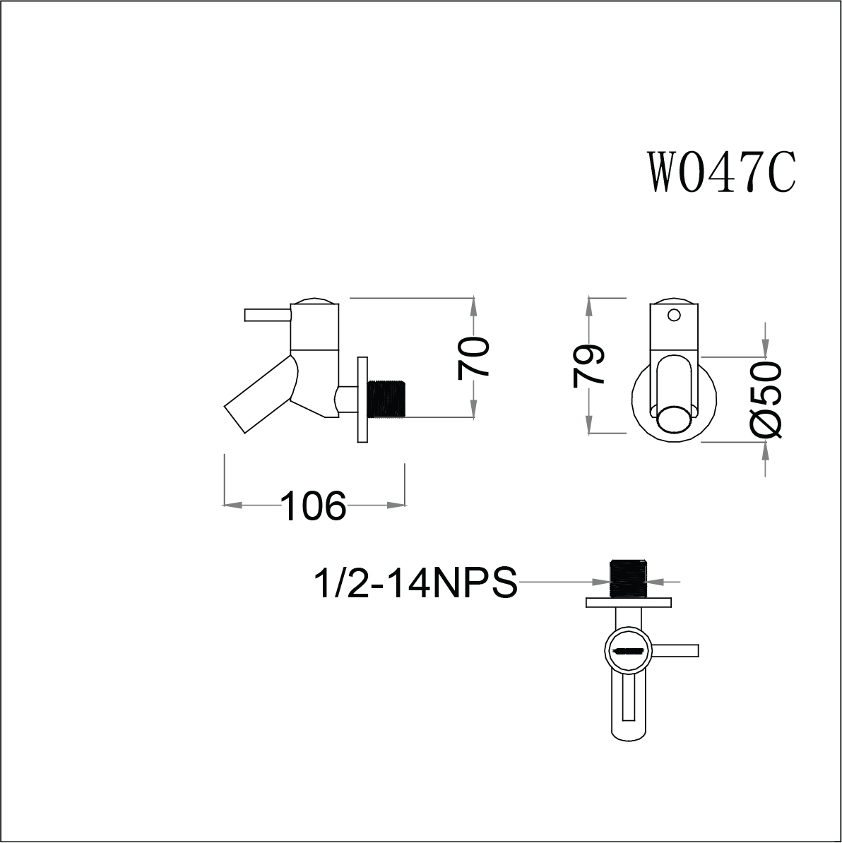 Vòi lạnh gắn  tường (vòi lạnh gắn tường ) Caesar W047C đầu ra nước có tích hợp sủi bọt