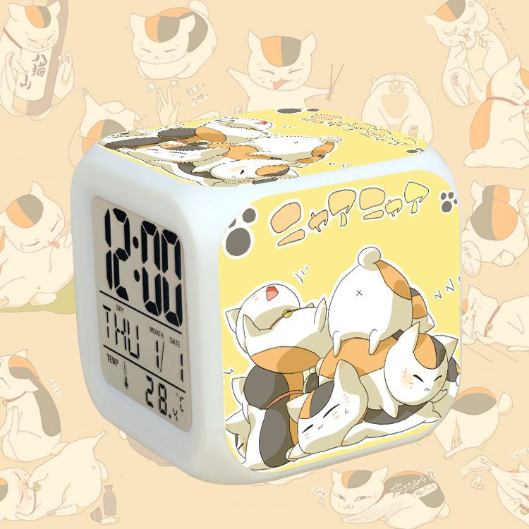 Đồng hồ báo thức để bàn in hình NATSUME YUUJINCHOU Hữu Nhân Sổ LED đổi màu tiện lợi chibi anime