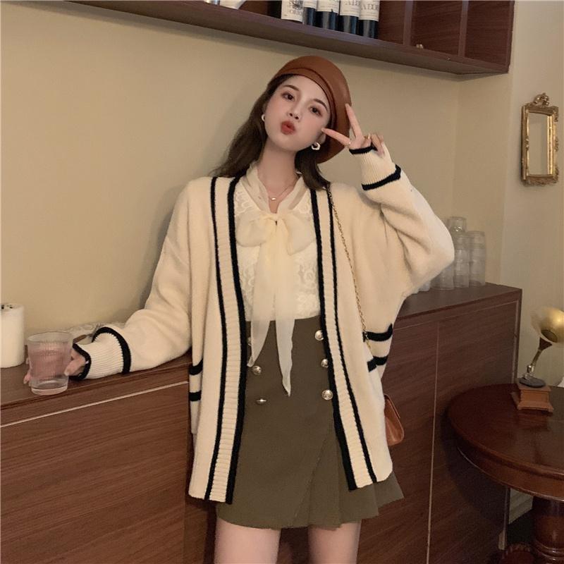Áo khoác len dệt kim phong cách retro Hàn quốc