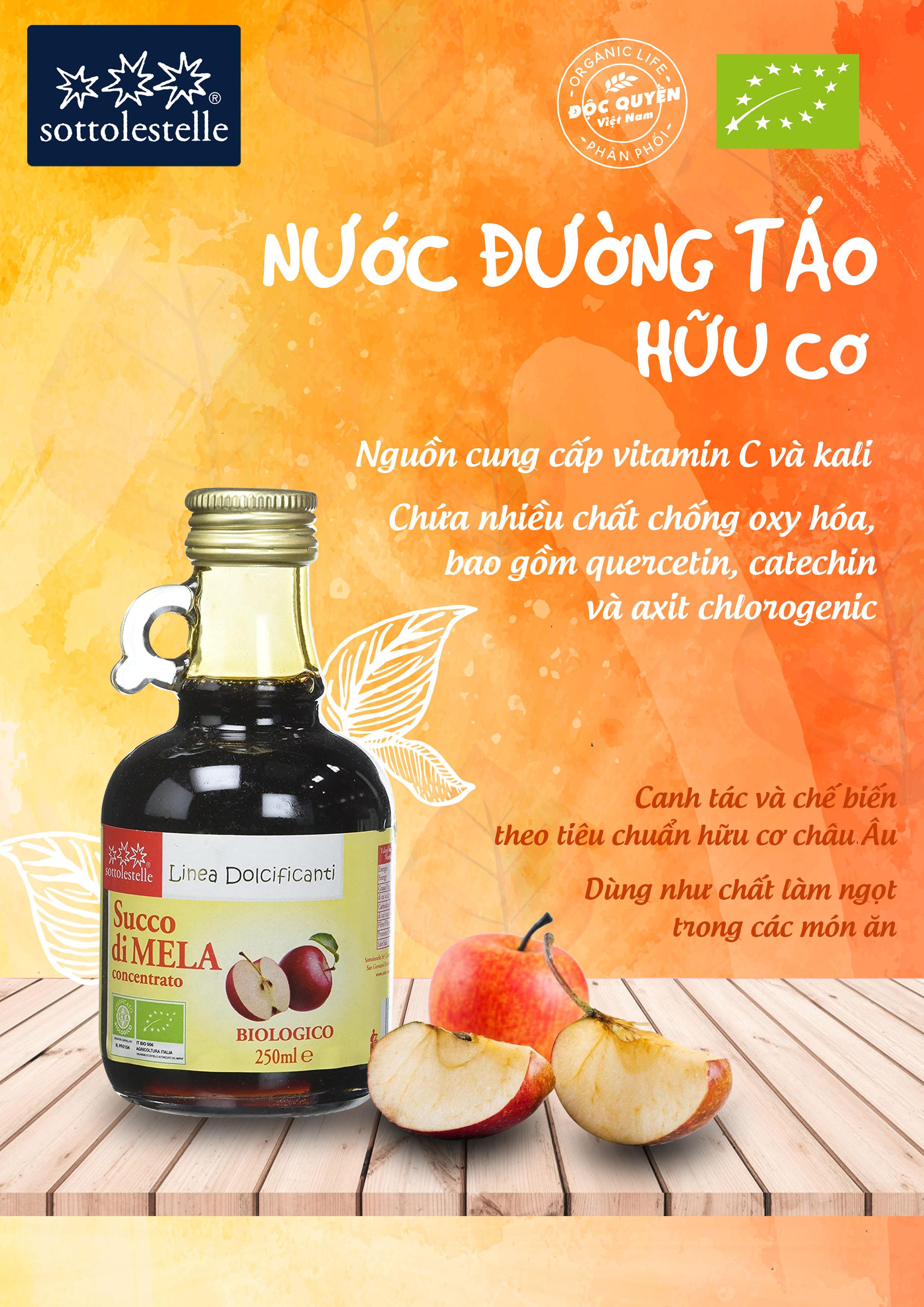 Nước đường táo Ý hữu cơ Sottolestelle 250ml