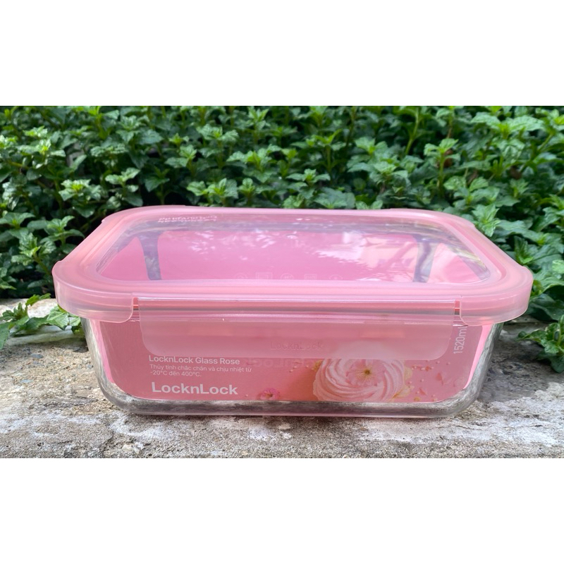 Hộp Đựng Thực Phẩm Thủy Tinh Chịu Nhiệt Locknlock Nắp Màu Đỏ Hoa Anh Đào LLG402-640ml