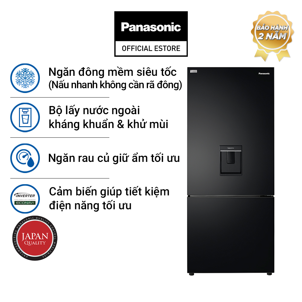 Tủ Lạnh 2 Cánh Panasonic 377 lít NR-BX421GPKV ngăn đá dưới - Lấy nước ngoài - Hàng chính hãng