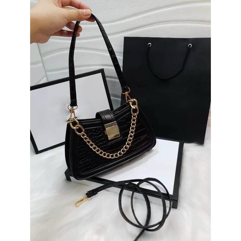 Túi kẹp nách khóa vuông có kèm dây đeo chéo size 22 Túi xách nữ LONAKENG hot trend Túi kèm 3 dây nha cả nhà
