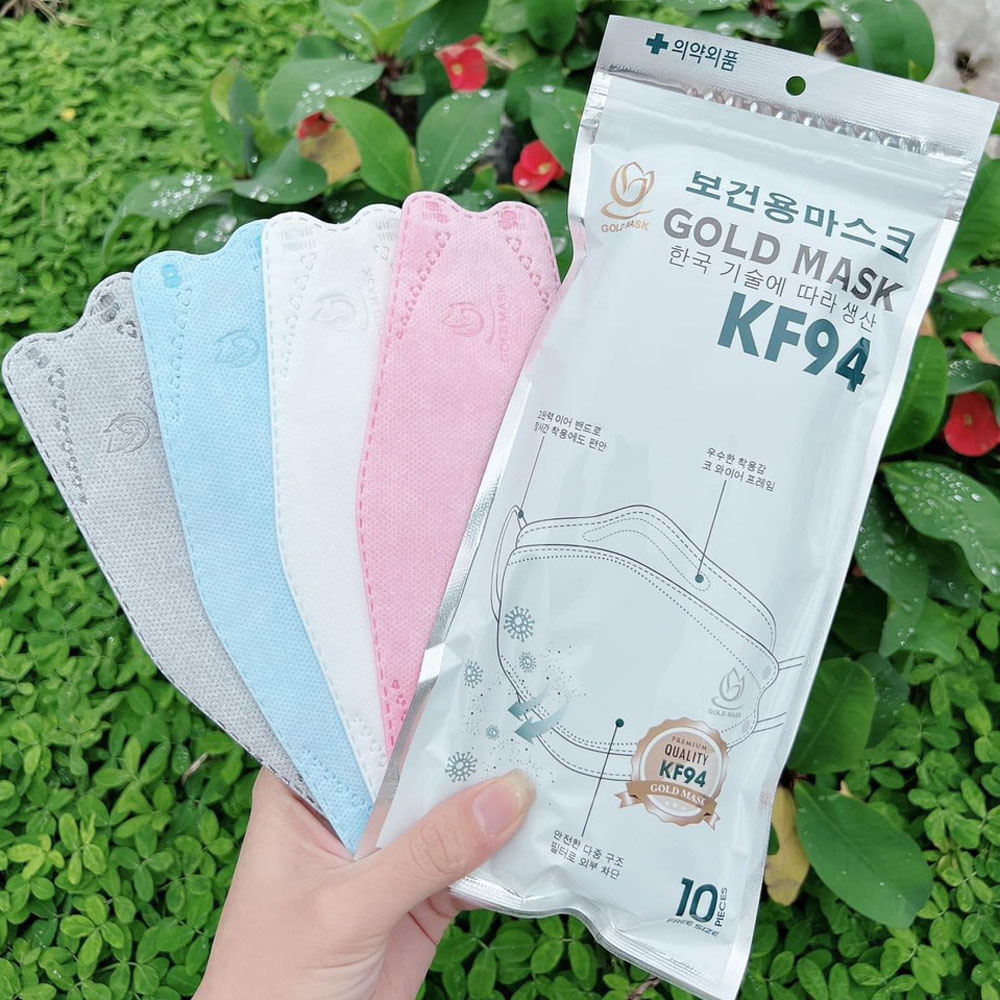 Set 100 khẩu trang KF94 Gold Mask tiêu chuẩn Hàn Quốc kháng khuẩn chống bụi mịn cao cấp