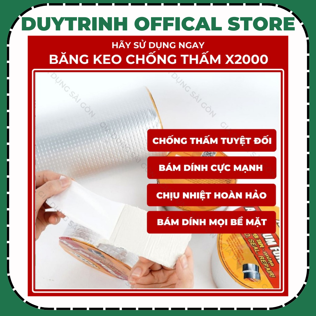 Băng keo chống thấm x2000 Nhật Bản chắc chắn, Siêu Sale, chống thấm dột, dán tường, dán mái tôn đủ kích thước