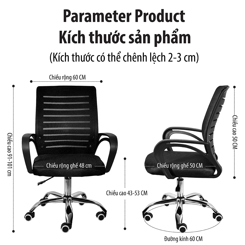 BG Ghế lưới làm việc ghế xoay văn phòng cao cấp mới 2020 Mẫu B200 BLACK (hàng nhập khẩu)