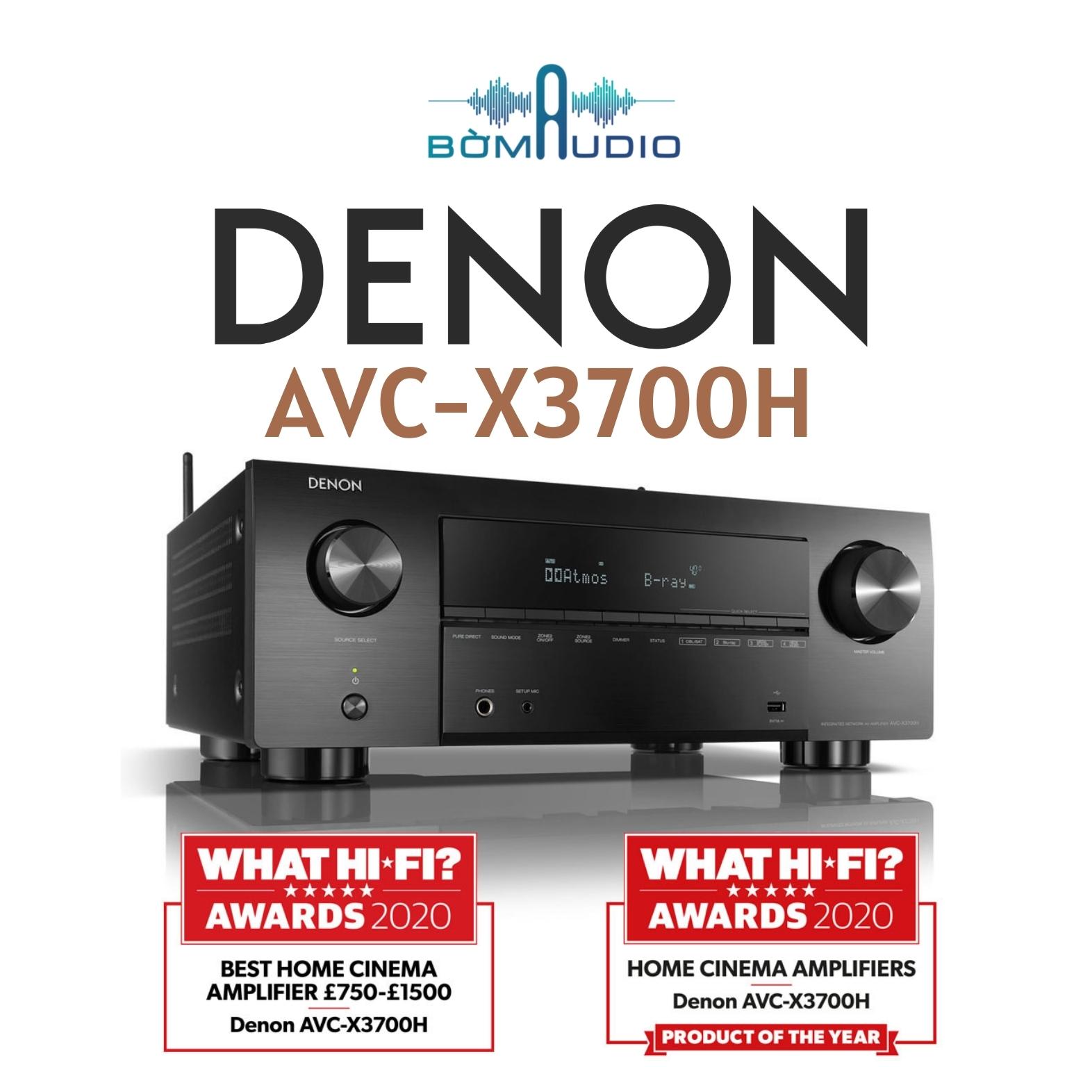 DENON AVR-X3700H | Ampli Xem Phim Nghe Nhạc Chuẩn 8K UHD _ 9.2 Kênh x 105W - Hỗ Trợ Công Nghệ IMAX, 3D Dolby Atmos, Ảo Hóa Độ Cao, DTS: X &amp; DTS Virtual: X - Tích hợp AirPlay 2 / Bluetooth - Nghe Nhạc Đa Phòng HEOS + Trợ Lý Ảo | Hàng Chính Hãng _ Mới 100%