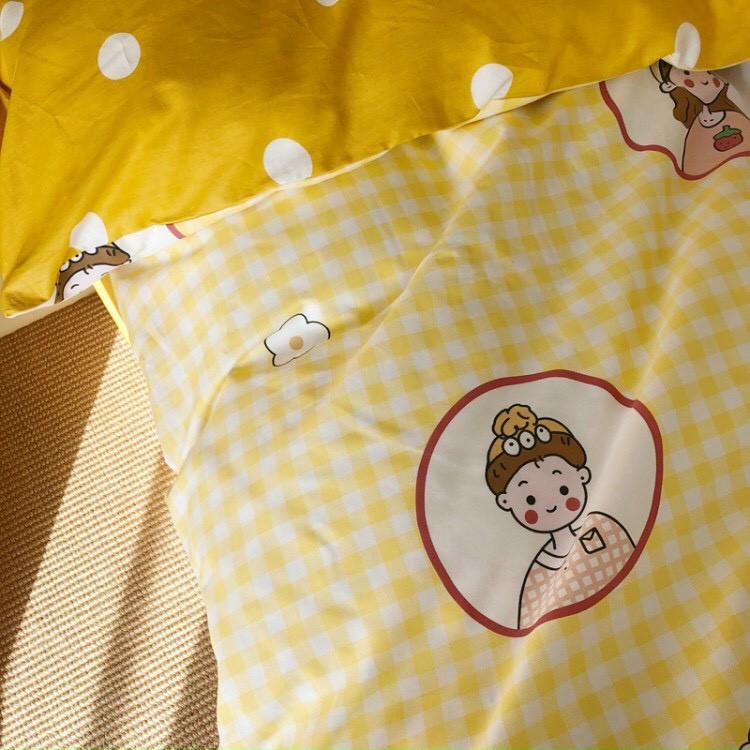 Bộ chăn ga gối Cotton Livng M2T bedding chăn ga Hàn Quốc họa tiết Kẻ xanh 100% Cotton đủ size miễn phí bo chun