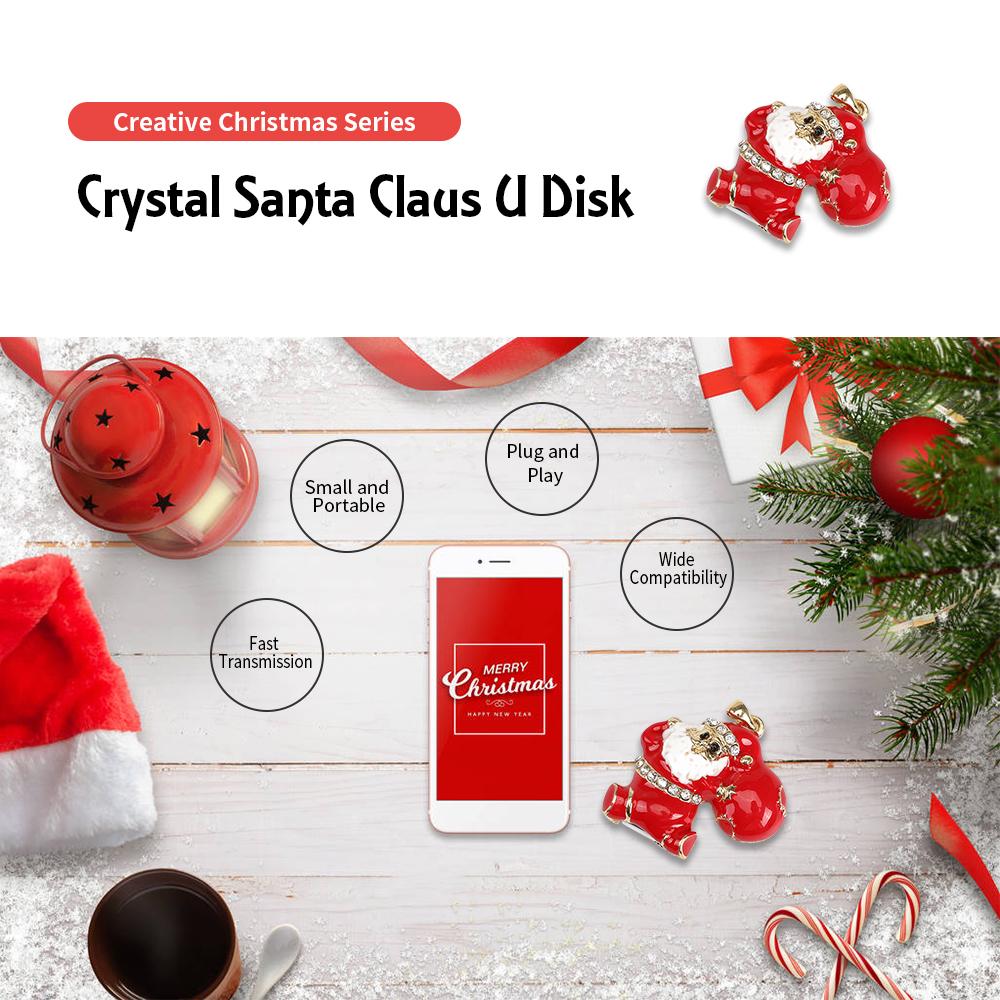 ổ đĩa Creative Christmas U Disk Portable USB 2.0 Truyền tốc độ cao U Disk Crystal Santa Claus 64GB