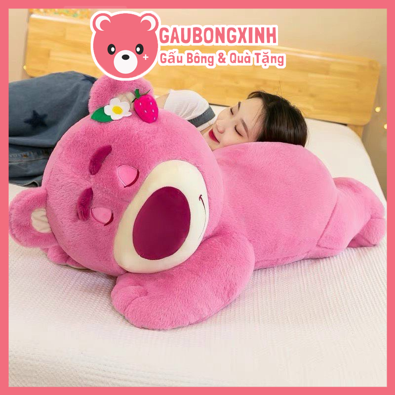 Gấu Dâu Lotso Huggin Bear Lông Xù Tai Dâu Gaubongxinh