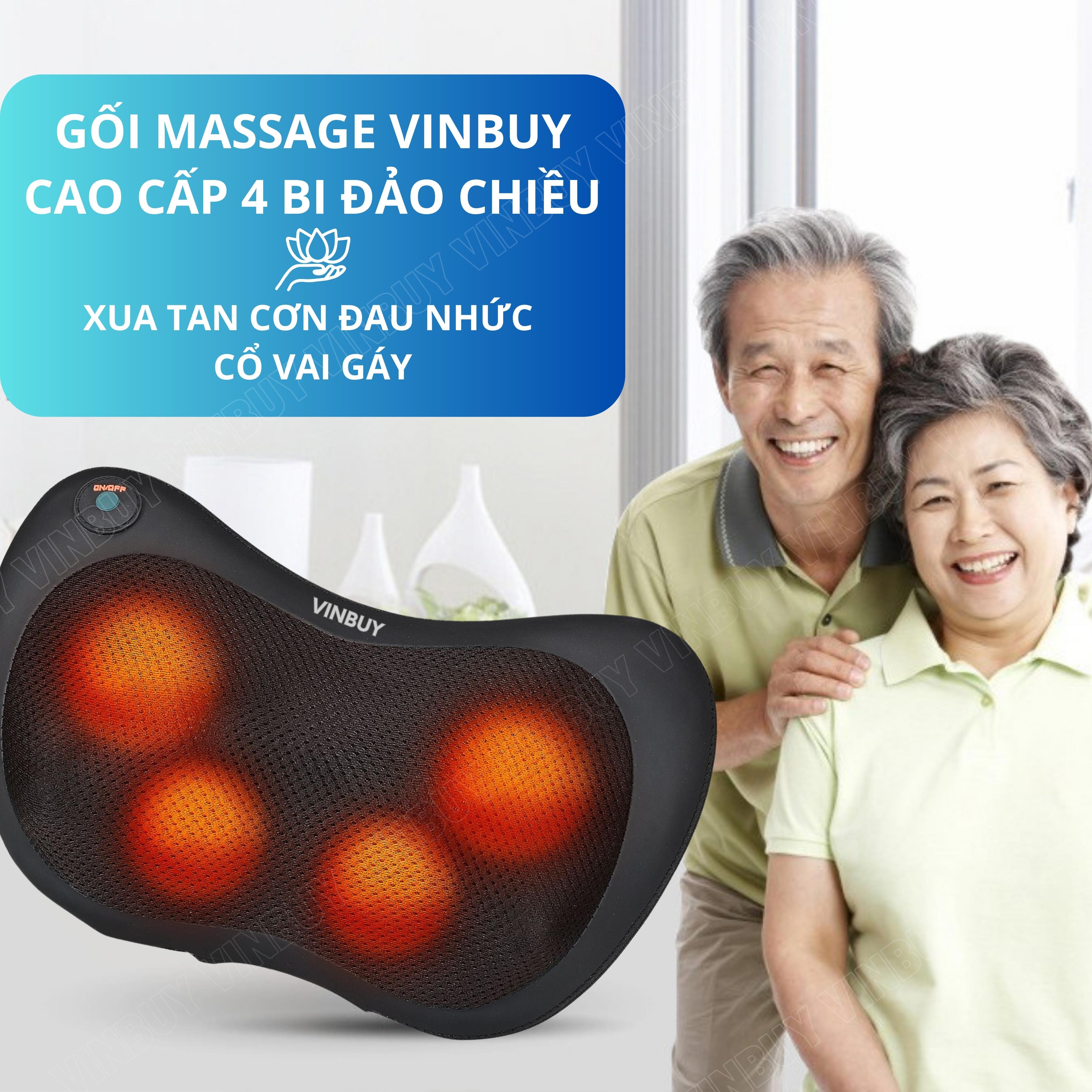 Gối Massage Cổ Vai Gáy Hồng Ngoại VINBUY, Máy Massage Cổ Vai Gáy 2 Chiều - Mát Xa Chuyên Sâu Cho Cổ, Vai Gáy, Lưng Dưới, Đùi, Chân - Sử Dụng Tại Nhà, Văn Phòng, Trên Ô Tô - Hàng Chính Hãng