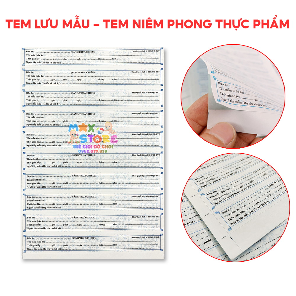 Tem Lưu Mẫu, Tem Niêm Phong Thực Phẩm Thức Ăn