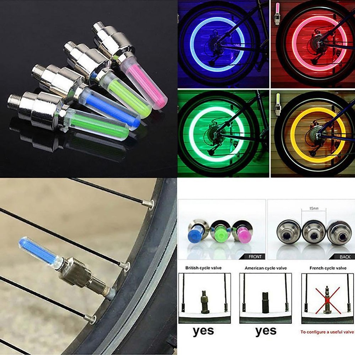 Bộ 2 đèn LED van bánh xe đạp, xe máy, ô tô