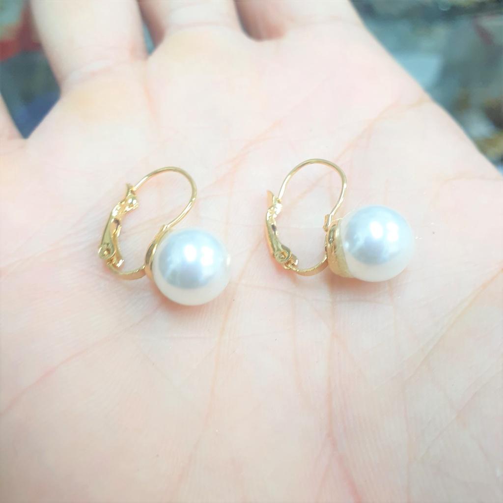 Bông Tai Kiểu Ngọc Móc Titanium Cao Cấp-Thiết kế cao cấp- Khuyên tai dùng lâu dài tắm rửa thoải mái không đen