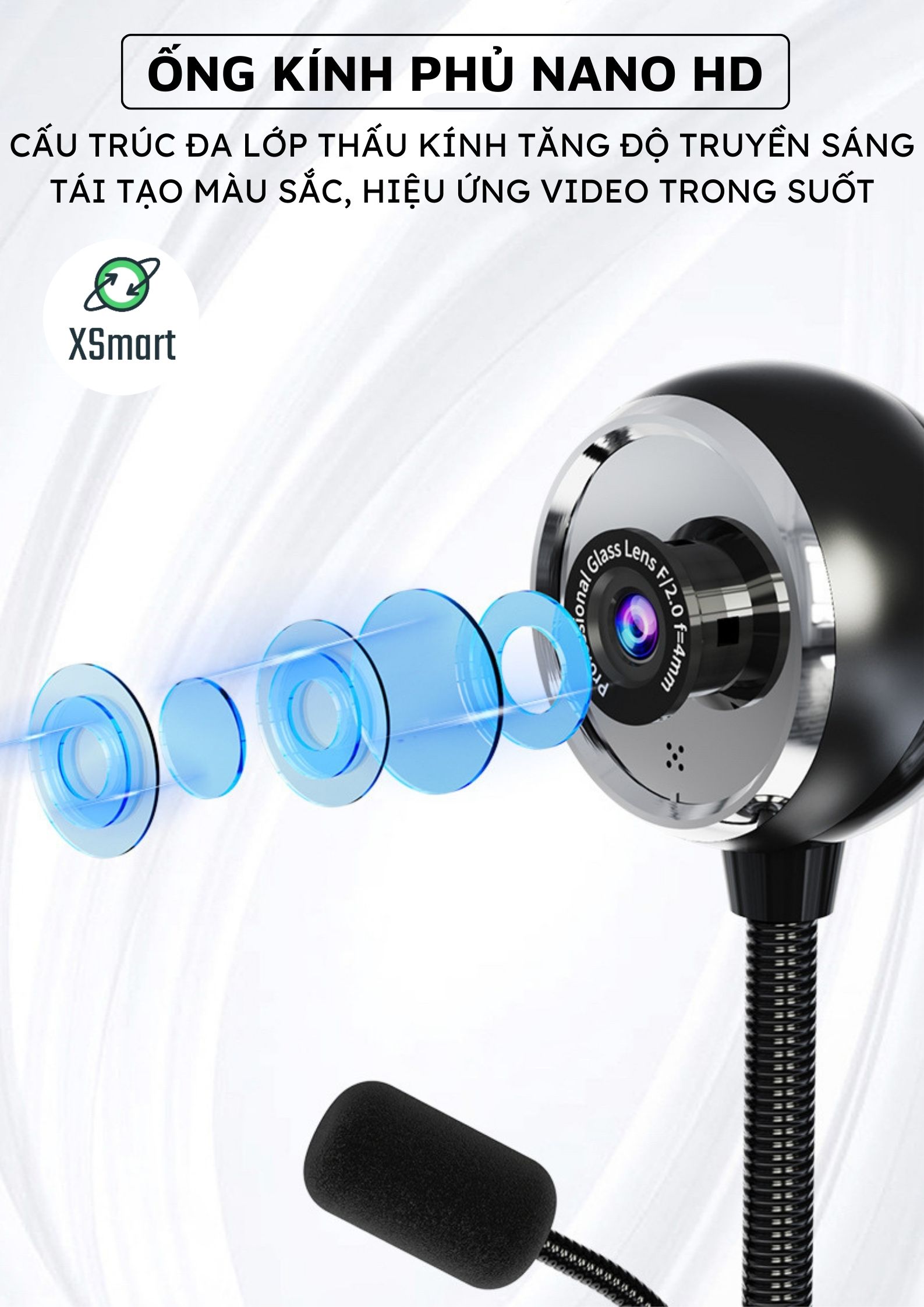 Webcam máy tính có mic xoay 360 A09 FULL HD NEW 2023 cao cấp dùng học tập, live camera trên pc laptop - Hàng Chính Hãng