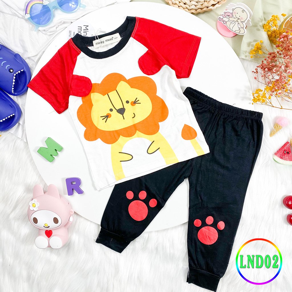 Bộ Tay Ngắn Quần Dài Cho Bé Gái Bé Trai 8-29kg Minky mon Vải Thun Lạnh