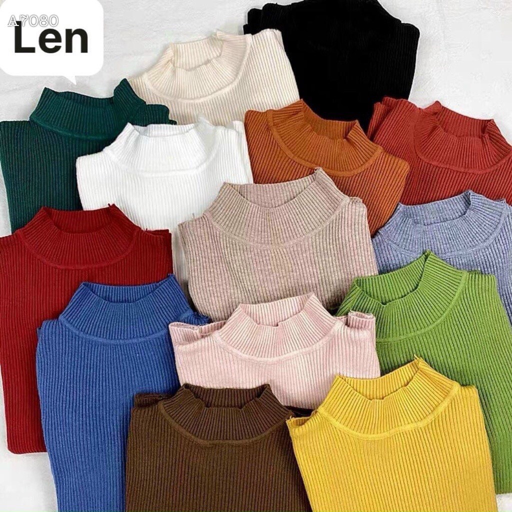 ÁO LEN THUN GÂN TAY DÀI CỔ TRỤ MÀU TRƠN ÔM BODY CƠ BẢN CỔ LỌ MÙA LẠNH THU ĐÔNG ĐI LÀM ĐI HỌC ĐI TIỆC ĐI CHƠI DẠO PHỐ