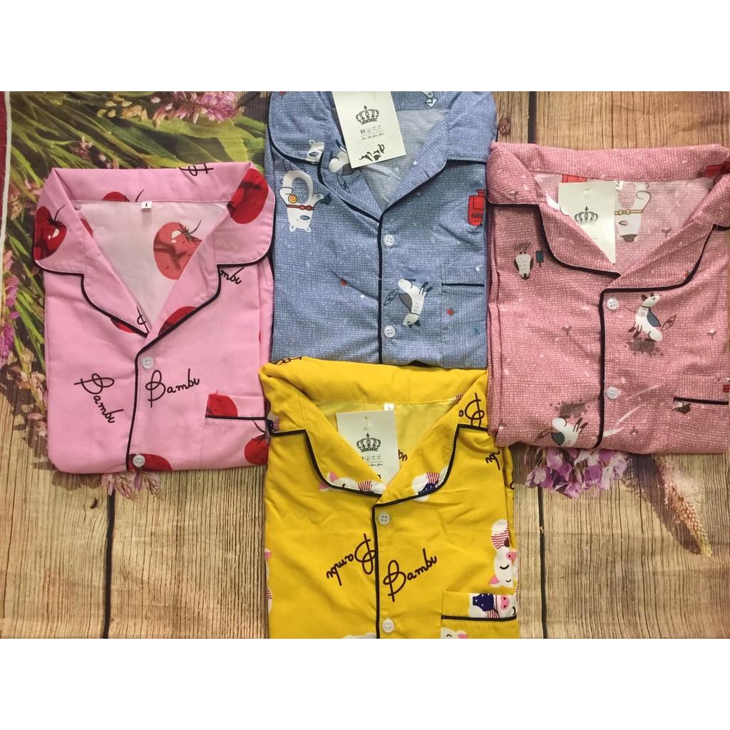 Set Bộ Pijama Tay Dài Quần Dài Vải Kate Thái .