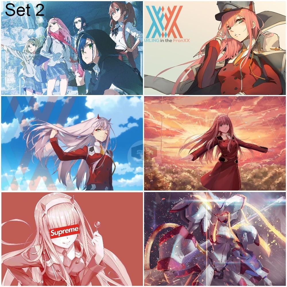 Bộ 6 Áp phích - Poster Anime Darling in the Franxx - Chiến trận người máy (bóc dán) - A3, A4, A5