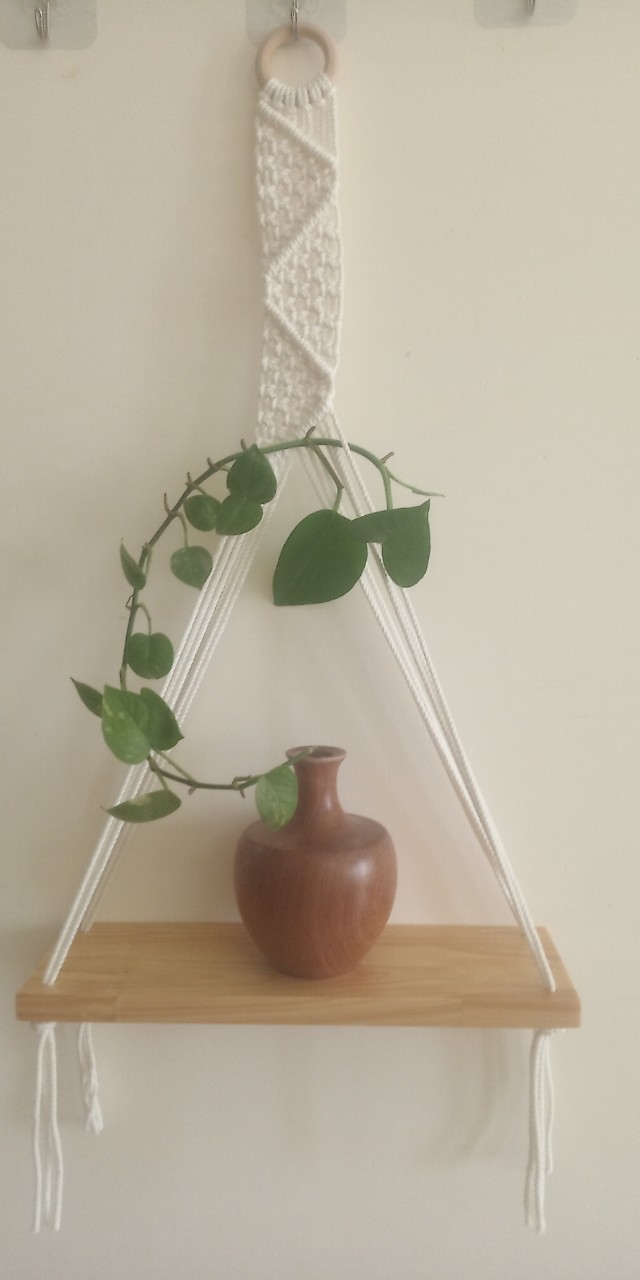 Kệ trang trí tết dây macrame treo tường độc đáo kệ gỗ decor