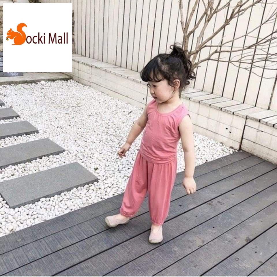 Thời trang trẻ em - Đồ bộ quần áo thun bé trai, bé gái, ba lỗ trơn, chất cotton mát mẻ