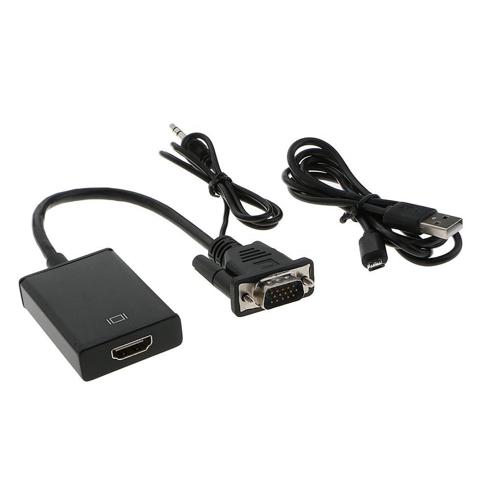 VGA To HDMI Output 1080P HD+ Audio TV AV HDTV Video Cable Converter Adapter