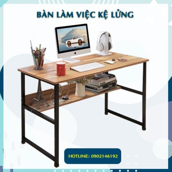 BÀN HỌC - BÀN LÀM VIỆC CHÂN SẮT CÓ KỆ LỬNG