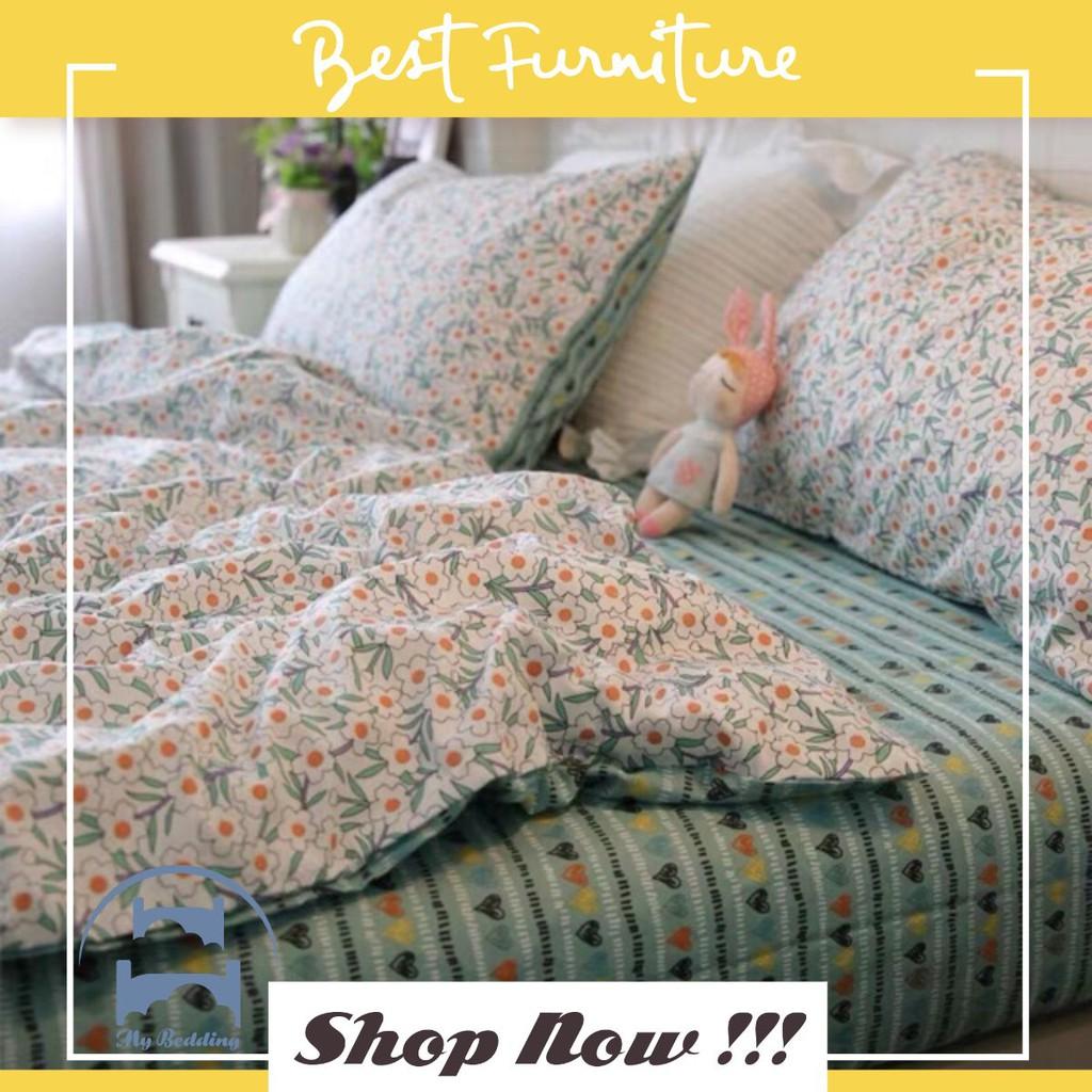 Set poly cotton - Cỏ và tim xanh.
