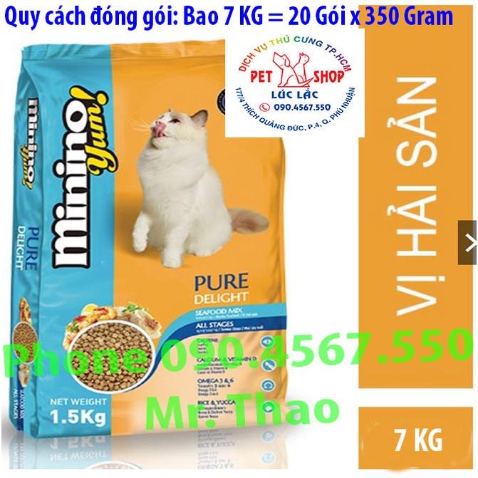 Thức ăn cho mèo Minino Yum - Thức ăn cho Mèo vị Hải Sản thùng 9kg (6 túi x 1,5 kg)