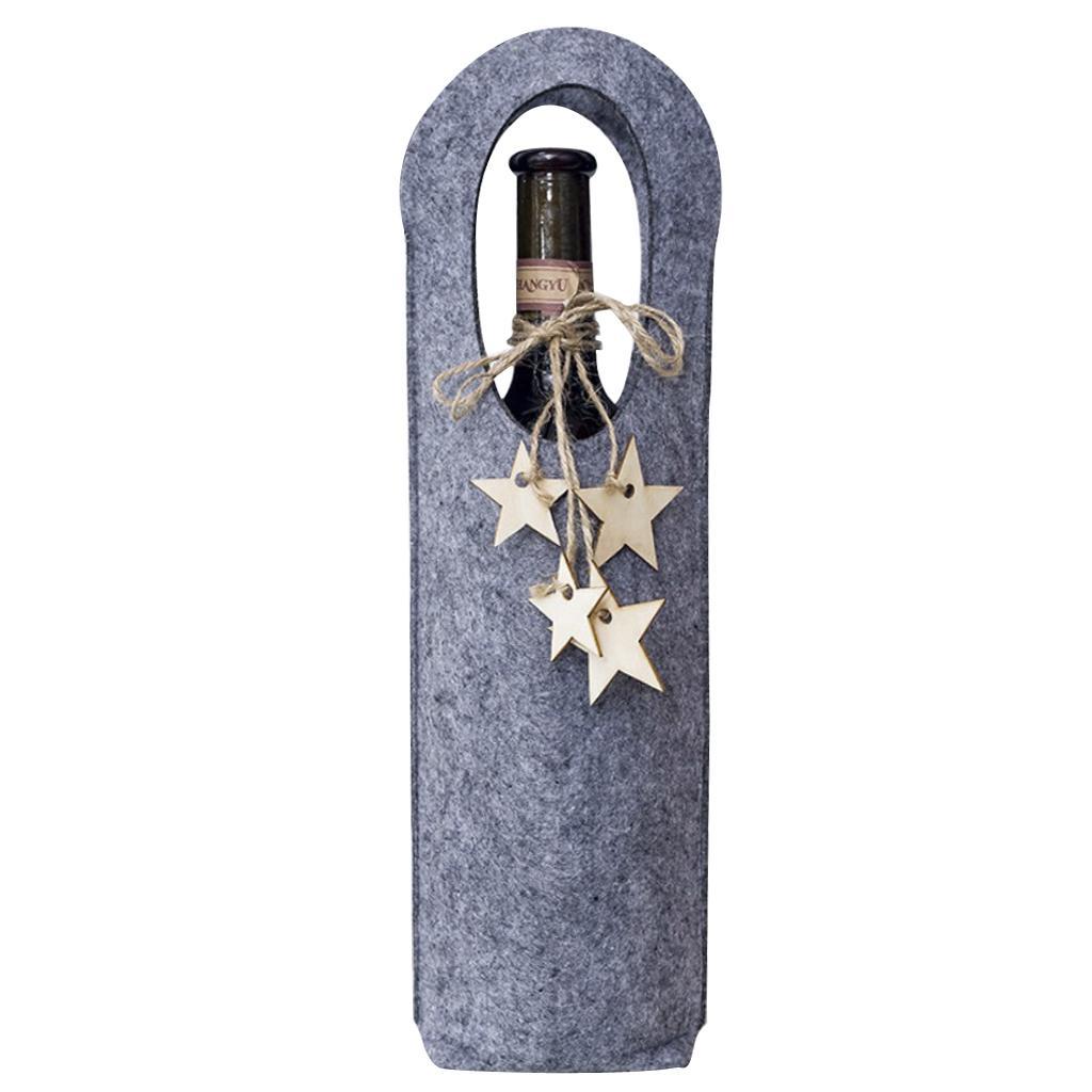 Christmas Felt Wine Bottle Cover Holder with Star Pendant Table Decor