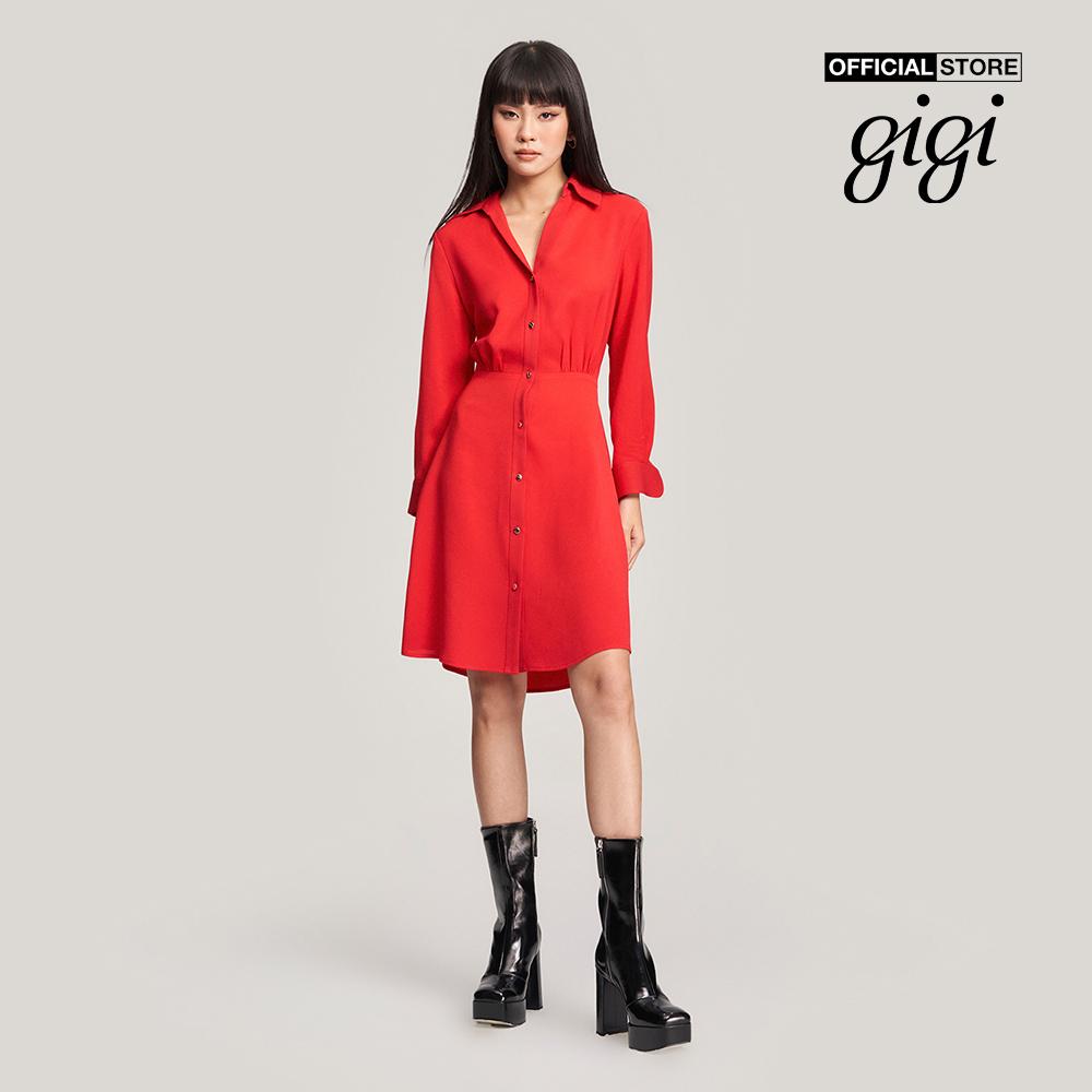 GIGI - Đầm mini cổ bẻ sơ mi tay dài thời trang G2107D223156