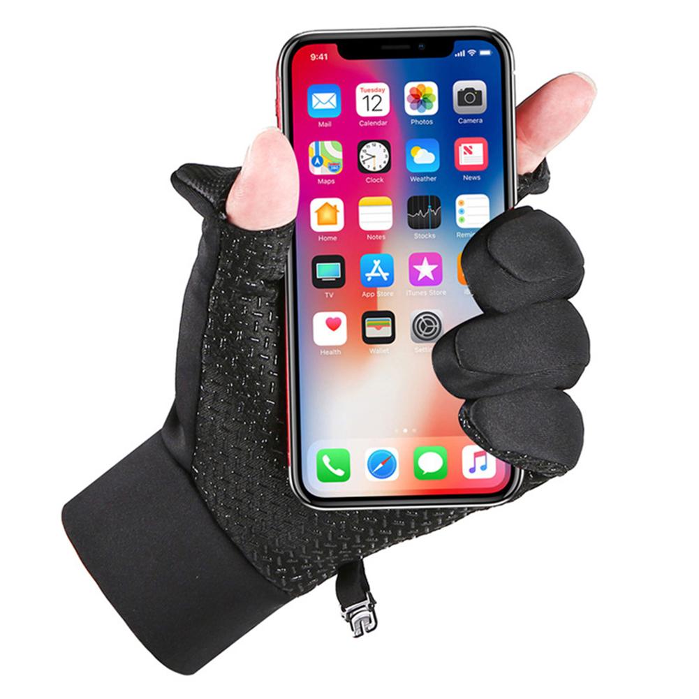 Găng tay mùa đông nam giới phụ nữ đạp xe đạp mùa thu mùa đông Lông cừu Windproof Toum Màn hình xe đạp Trò chơi câu cá ngoài trời ấm áp Color: Blue2