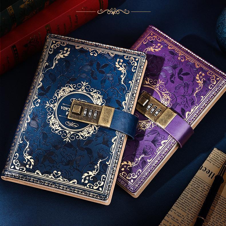 SỔ TAY, NHẬT KÝ BÌA DA CAO CẤP PHONG CÁCH CỔ ĐIỂN VINTAGE CÓ KHÓA MẬT KHẨU