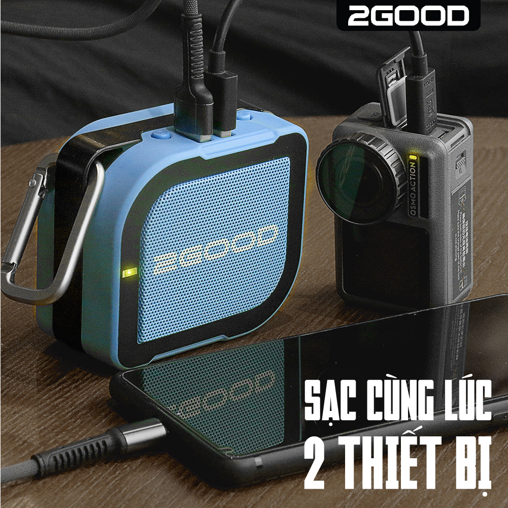 Loa Bluetooth Kiêm Sạc Dự Phòng 2GOOD RK-6000mah, Pin trâu 36 tiếng, Sạc Đồng Thời 2 Thiết Bị, Kèm Móc Treo - Hàng Chính Hãng