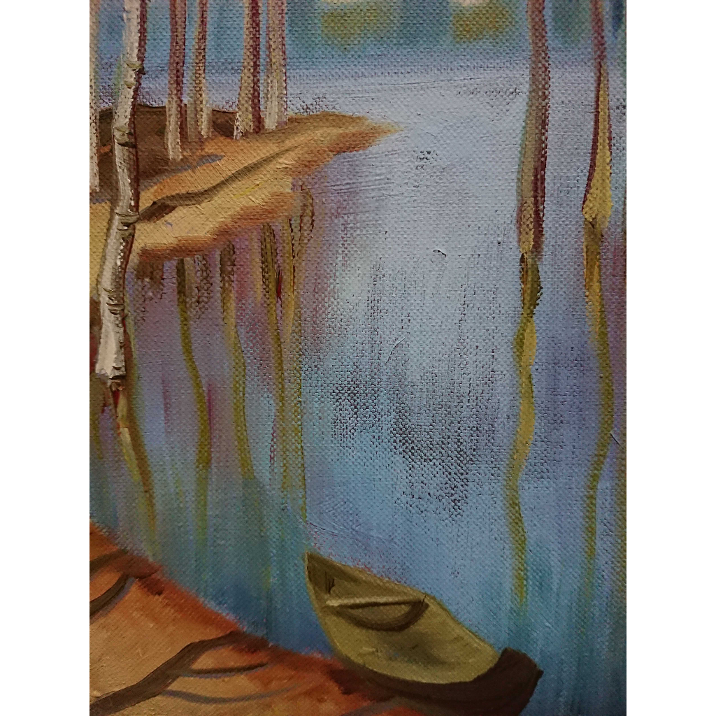 Mùa xuân,Con nước - Tranh Sơn Dầu Vẽ Tay 30x40cm