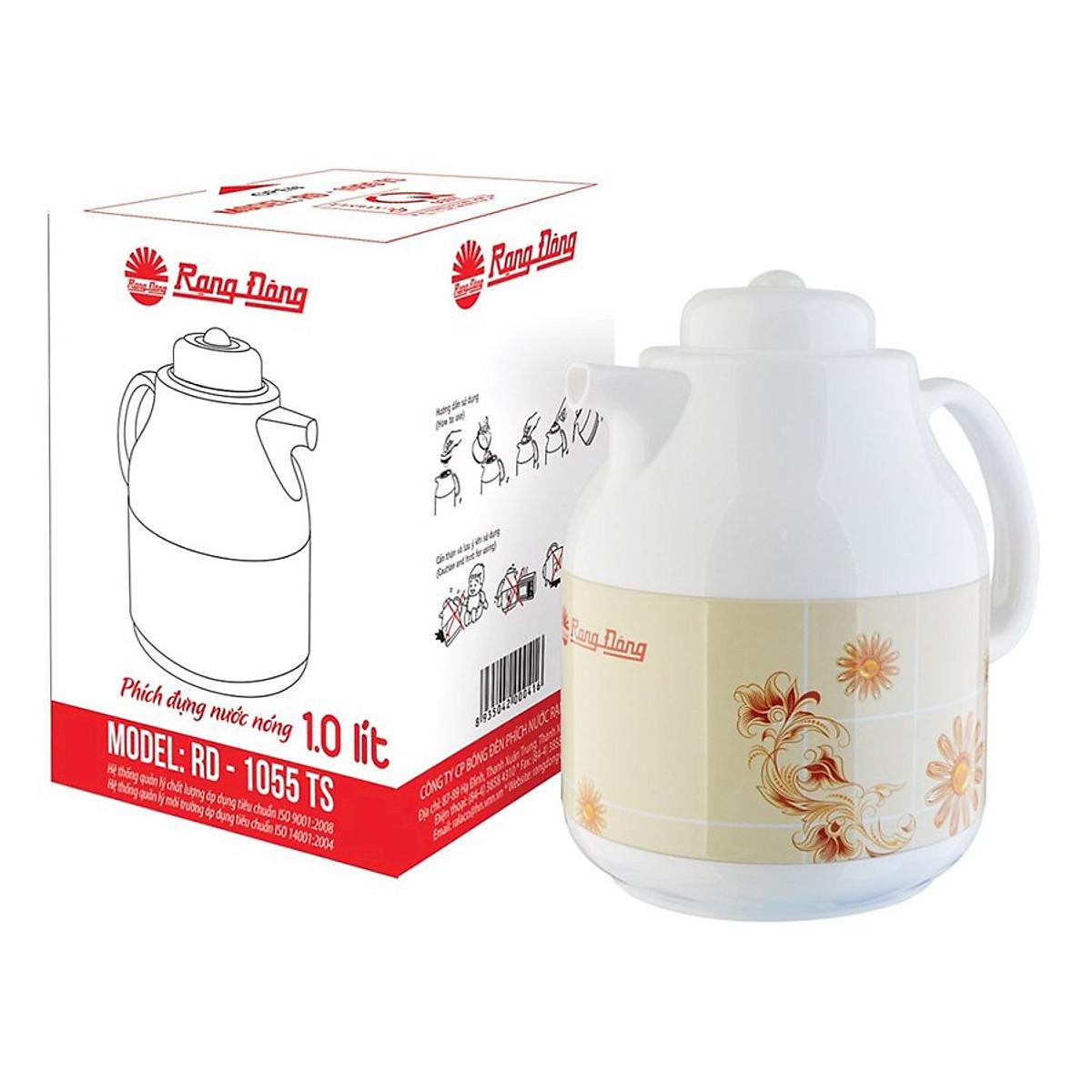 Bình Trà Giữ Nhiệt Rạng Đông RD-1055 TS (1L) - (Hoa Văn Ngẫu Nhiên)