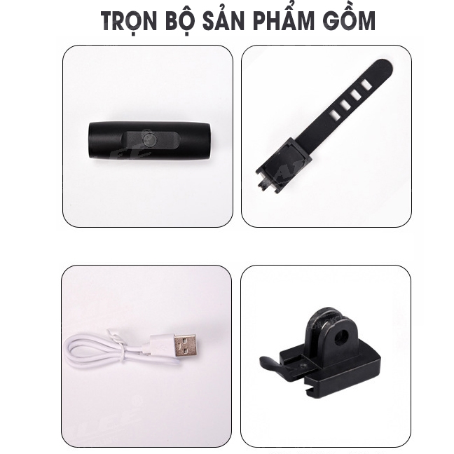 Đèn Xe đạp TX300 300 lumens chiếu sáng mạnh chất liệu Nhôm, sạc USB 2200mAh đi đêm chiếu sáng TW (không kèm pát treo ngược) - Mai Lee