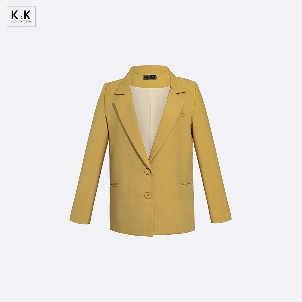 Áo blazer nữ màu vàng hai túi trước K&amp;K Fashion AK11-19 Chất Liệu Teijin